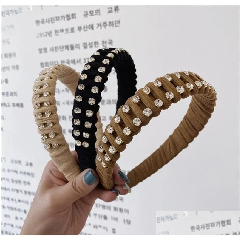  fashion women hair accessories full drill winding headband wide side hairband adult handmade braided turban c3