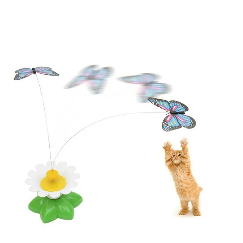 electric power dances butterfly rotating around flowers amuse dog cat toys kitty interaction beneficial wisdom plastic 4 2mc bb