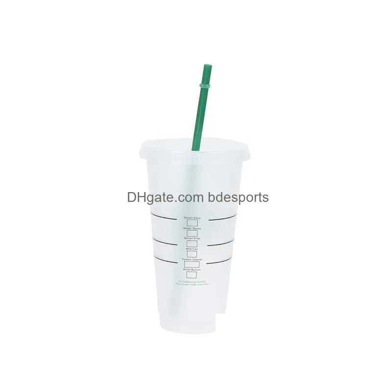 mugs 710ml black and white straw lid color changing coffee cup reusable plastic scrub inventory wholesale