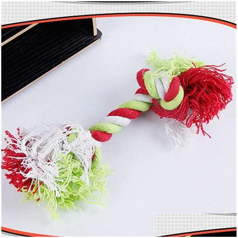 pets dogs cotton chews knot toys colorful durable braided bone rope 18cm funny dog cat toy m2