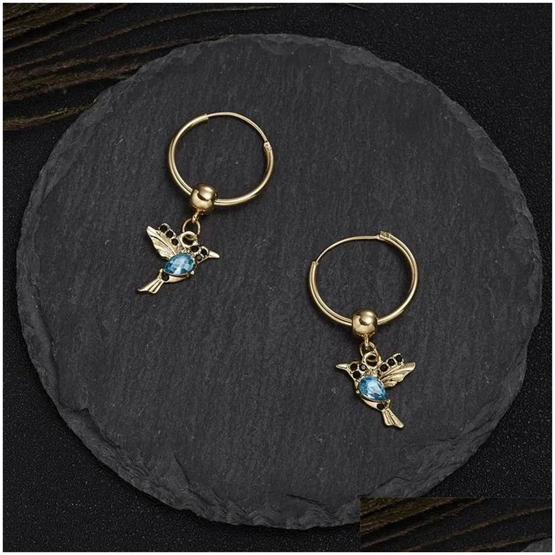 hummingbird crystal pendant earrings exquisite birds shaped tassel bird earring for womens wedding jewelry 22 d3