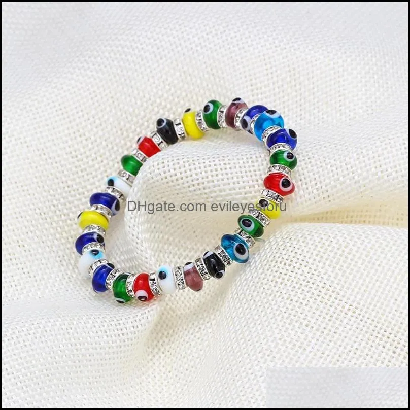 s2285 fashion jewelry colorful evil eye bracelet blue eyes elastic beaded bracelets c3