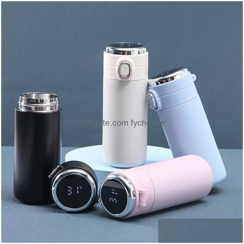 smart kids stainless steel pea thermos tumbler water bottle temperature display bounce lid vacuum flask coffee cup sublimation blank customize logo 10/13.5 oz