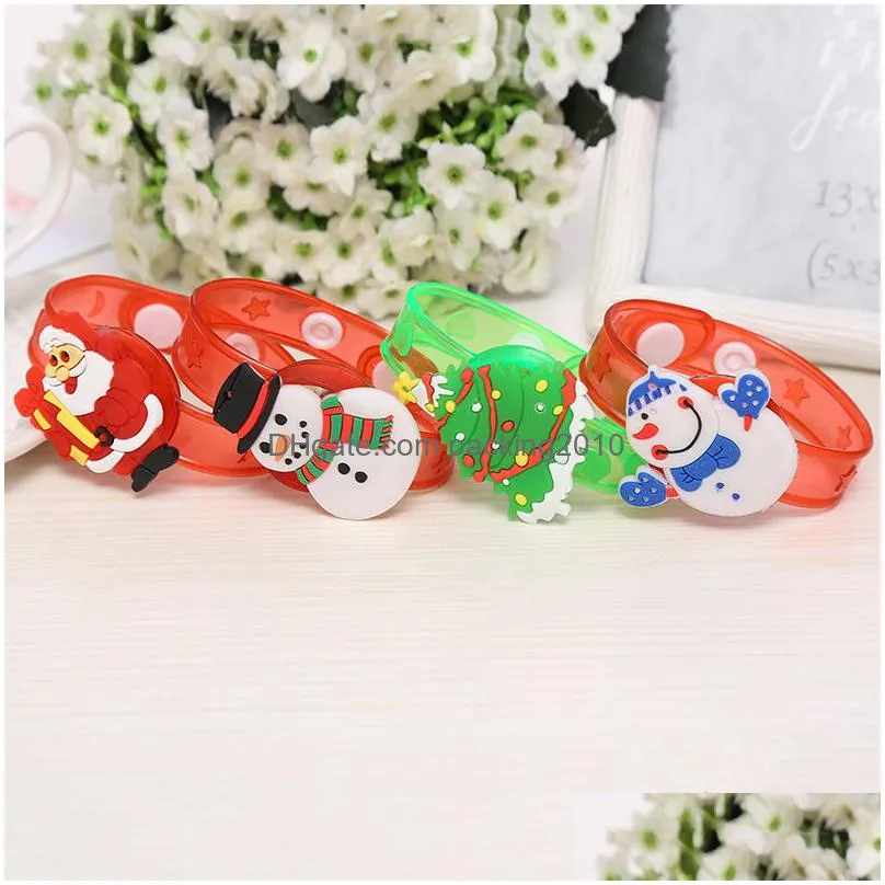 christmas lights flashing christmas bracelet decoration kids glowing cartoon santa claus pendent party led toy supplies