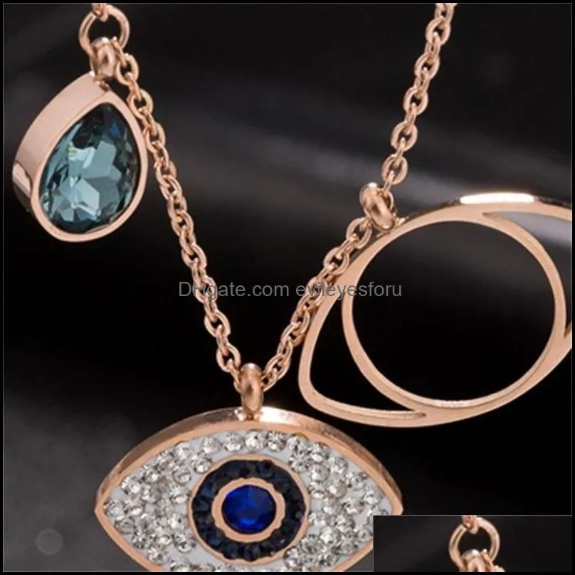 blue evil eye necklace titanium steel rose gold pendant necklaces fashion girl jewelry gift simplicity party 9an q2