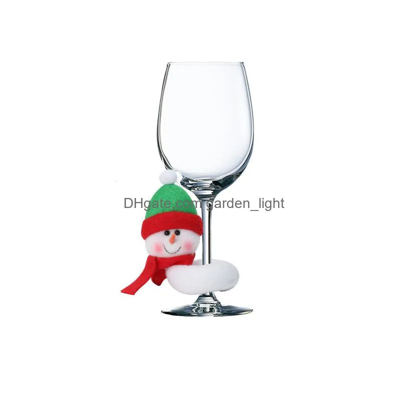 christmas decoration red wine champagne cup set santa claus snowman reindeer christmass home decoration