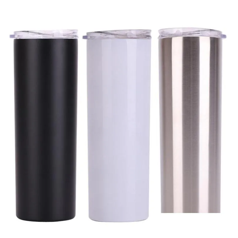 blanks white 20oz stainless steel drinking vacuum insulated coffee mug sublimations straight with lid straw cup 20oz 863 z2