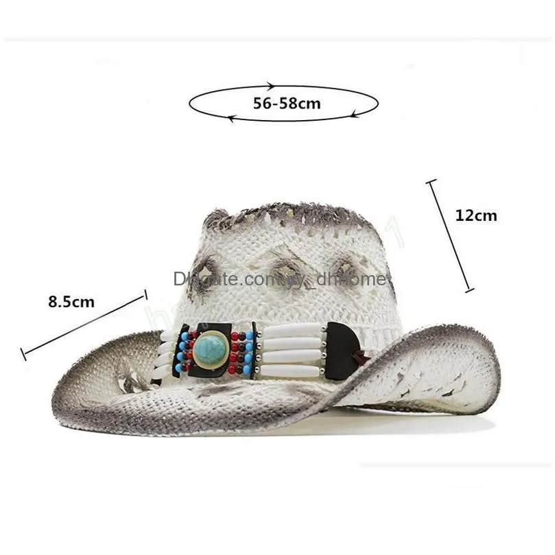 100 natural straw hat women men handmade weave  hats for lady tassel summer western sombrero hombre beach hats