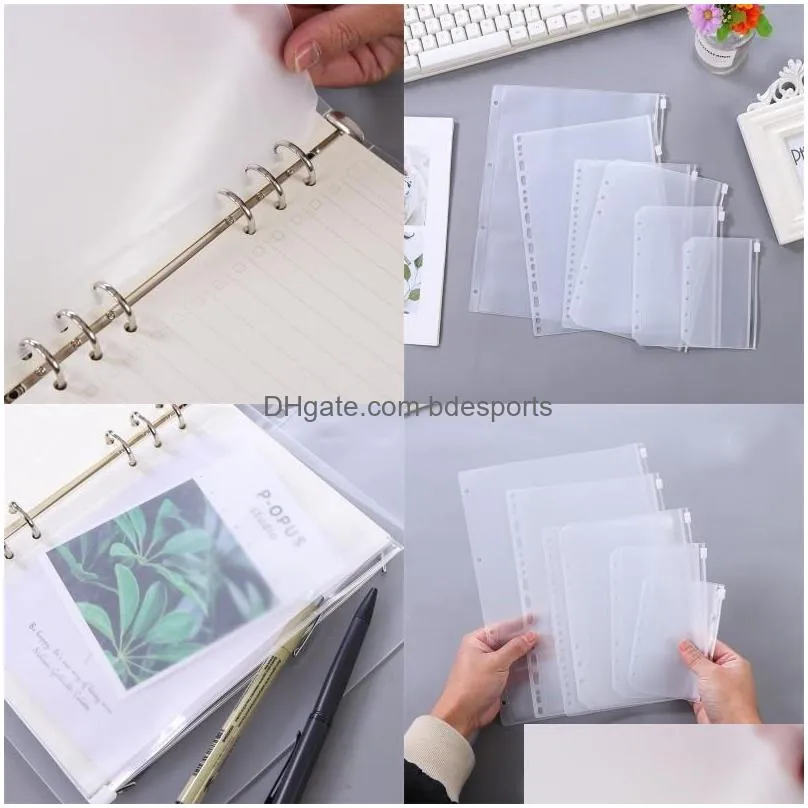 clear binder pockets a5 a6 a7 zipper binder pouch 6 holes pvc zipper loose leaf bags document filing bags for notebooks document 32 g2