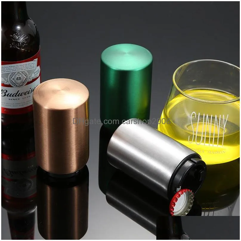 convenient automatic push down 304 stainless steel beer bottle opener inventory wholesale