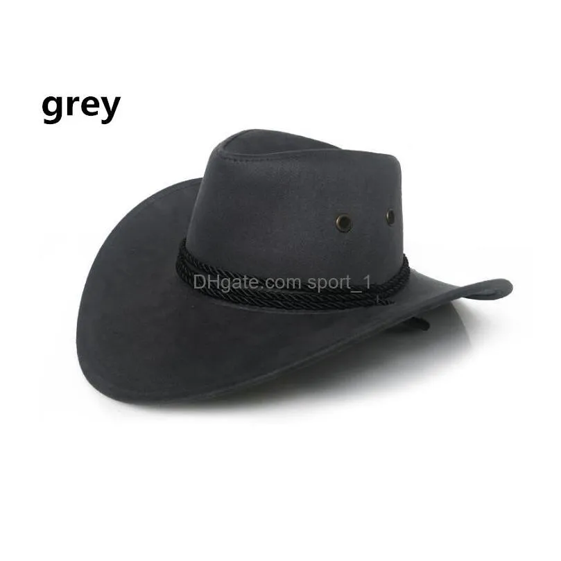 fashion western  hat faux suede outdoor big sunshade hat men riding hat imitation leather adult