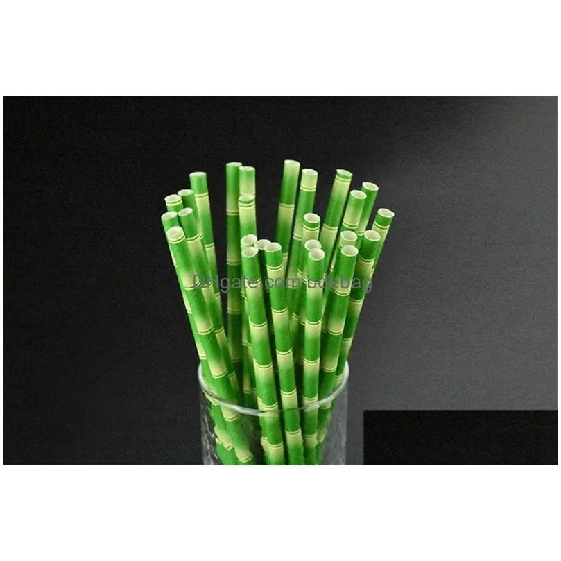 disposable bubble tea thick bamboo drinking paper straws for bar birthday wedding party supplies green 1 9nb dd