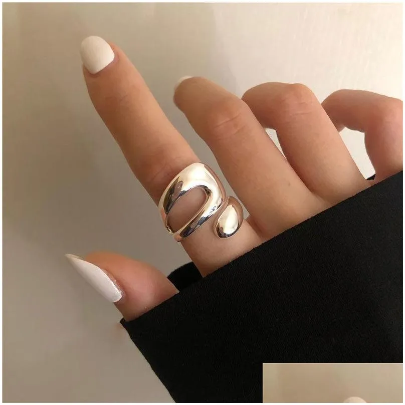 minimalist silver colour wedding ring for women fashion creative hollow irregular geometric rings birthday party jewelry gift 106 d3