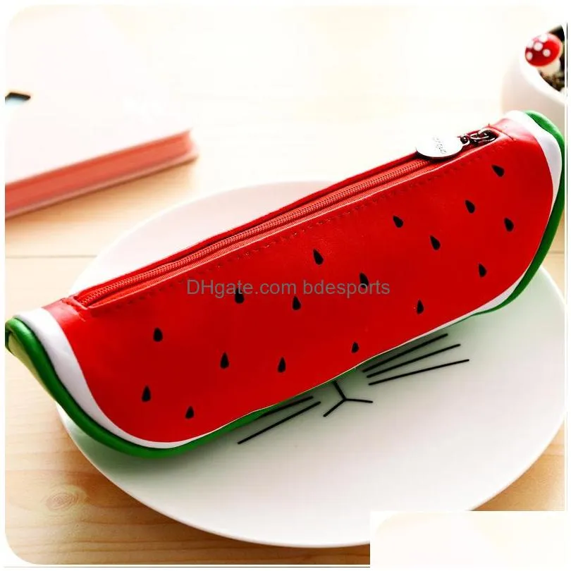 fruit style cute school pencil case for girls novelty leather pencil bag kawaii stationery office school supplies 412 v2