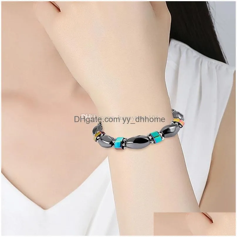 fashion chakra bracelet men black gallstone healing balance beads reiki natural hematite stone yoga bracelet for women