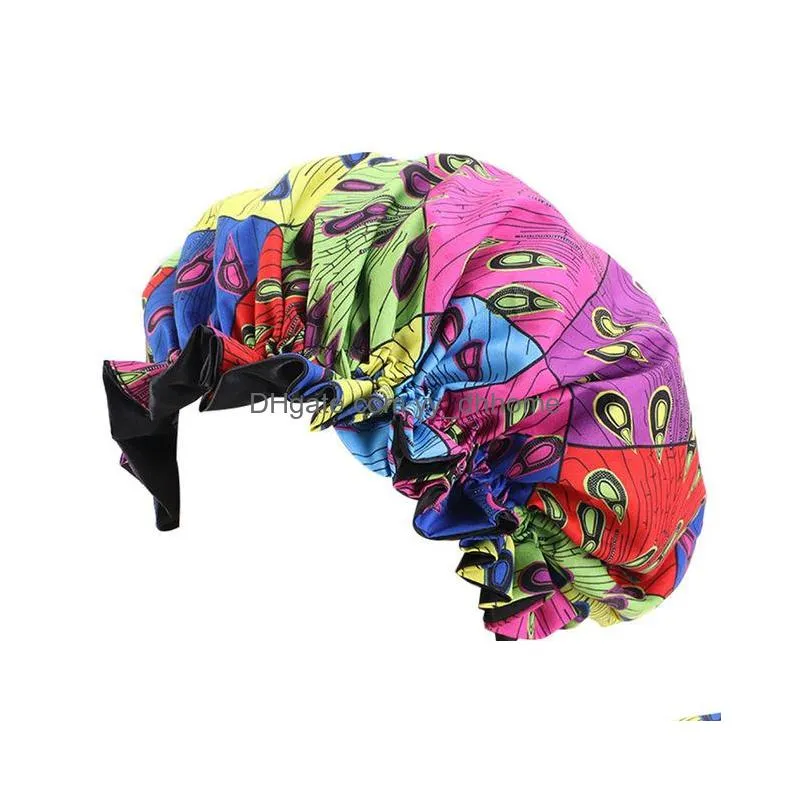 african print ankara bonnet fashion stain big bonnet beanies for kids children sleep cap headwrap hat hair wrap accessories