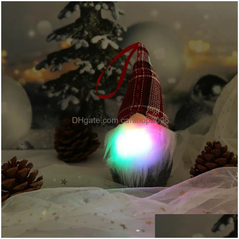 2023 christmas decorations colorful led knitted doll with whisker party gnomes pendant holiday plaid snowflower santa gifts home yard