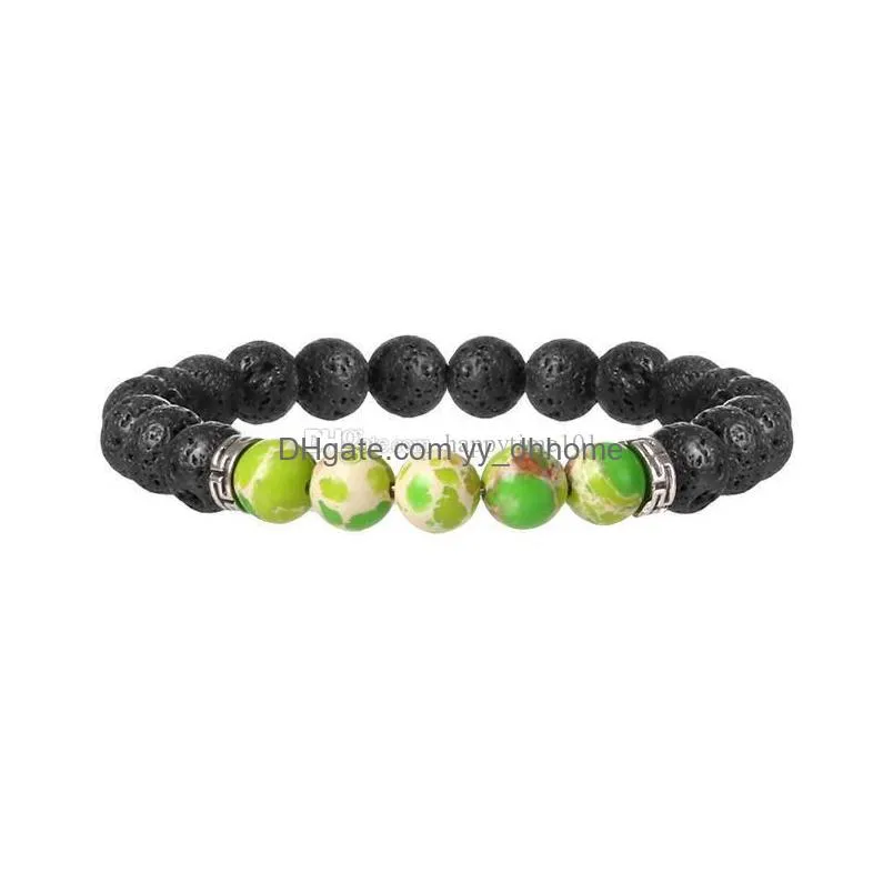 power beads seven chakra bracelet black lava stone yoga bead bracelets for men women jewelry rope chain strand bracelet