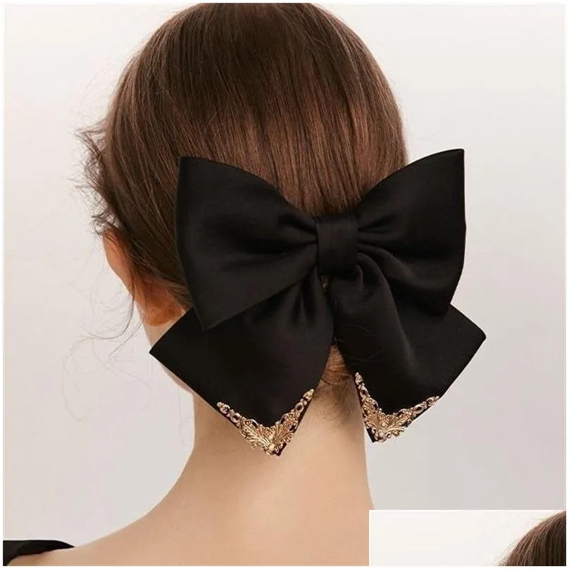 barrettes palace style high luxury bow hairpin design sense of elegance top head hair spring clip hair accessories 1364 d3
