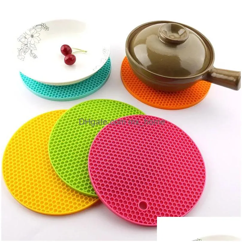 round heat resistant silicone mat antislip pot holder table mat kitchen accessories inventory wholesale