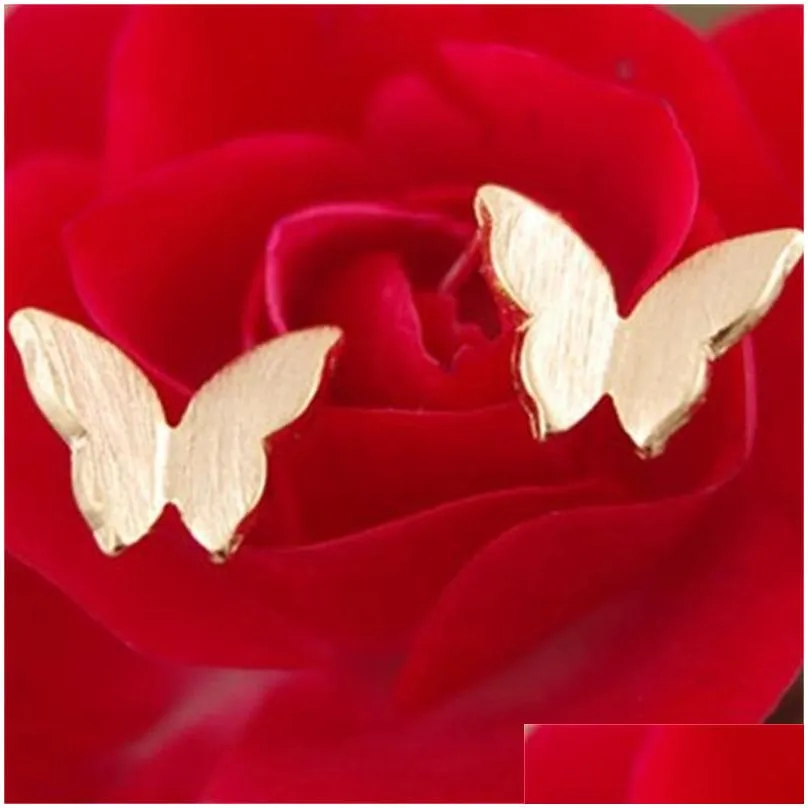 wholesale lovely women zinc alloy of gold and silver stud earrings butterfly girl gift wedding accessories women dance festival 300 n2