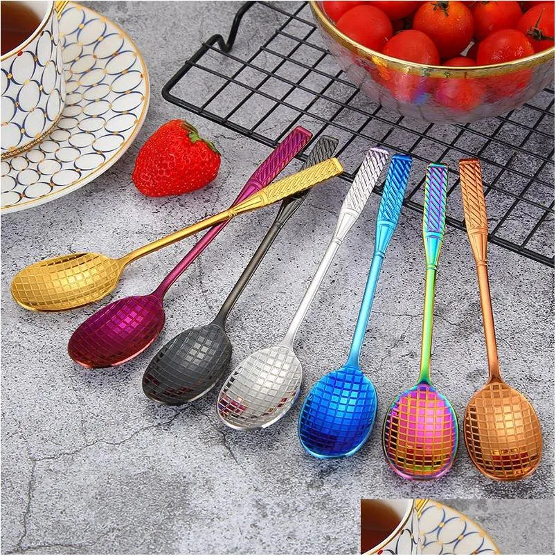 high quality coffee stir spoons stainless steel colorful ice cream scoop tennis rackets design meal spoon creative 4ry e1