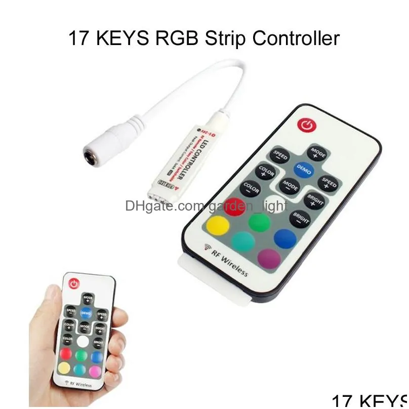  est dc 5 12v 17 keys rf remote rgb led controller for 3528 5050 smd led lights strip