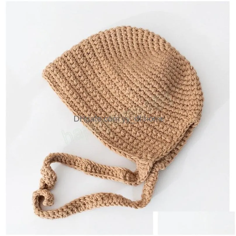 korea ear protection beanie caps for women cute loli hat winter warm keeping and daily versatile knit pullover hats