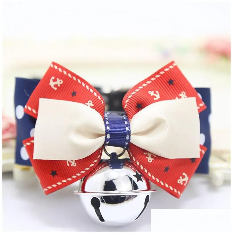 cat collars with bells bow tie cats bow tie safety elastic bowtie bell multi colors pet supplies puppy kitten bell bowknot collar 226