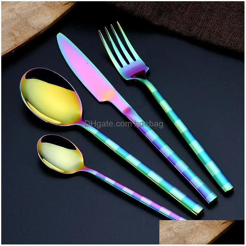 four piece tableware kit frosted handle stainless steel knife fork spoon dinner service western food dinnerware sets sell well 19 9wd