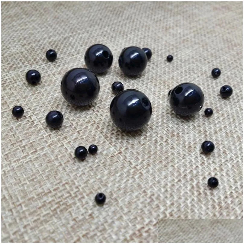 320mm abs black color imitation pearl beads round acrylic beads for jewelry making necklace bracelet diy wholesale 2064 q2