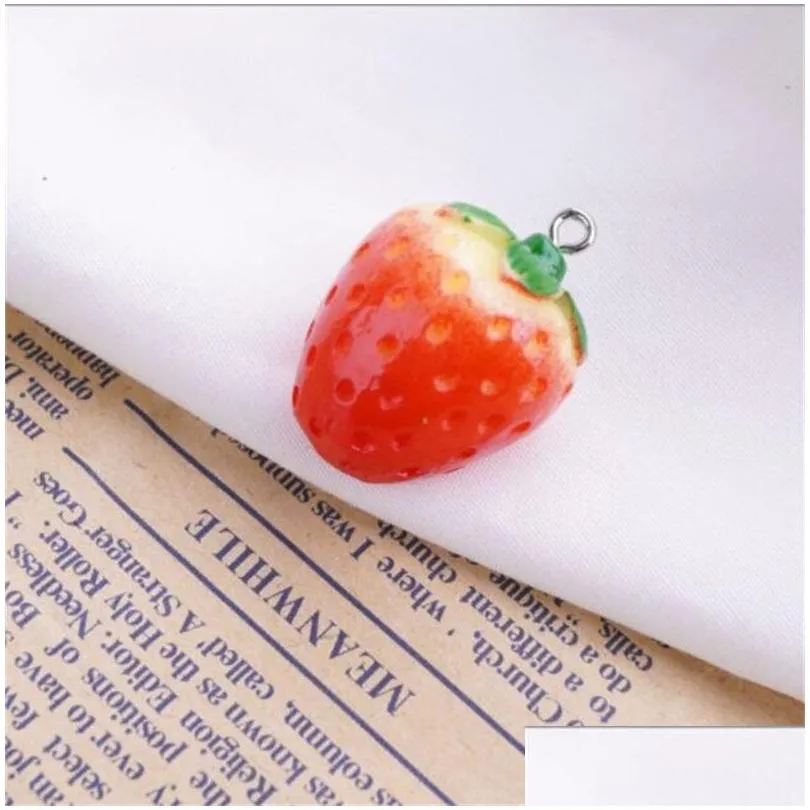 charms 10pcs/pack 3d mushroom/strawberry fruit resin pendant earring diy fashion jewelry accessories 2801 t2
