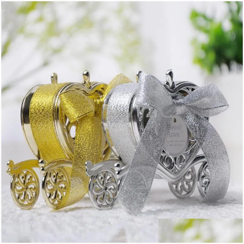 bowknot back heart carriage candy box silver golden color gifts boxes creative containers for wedding party favors 1 8bt e1