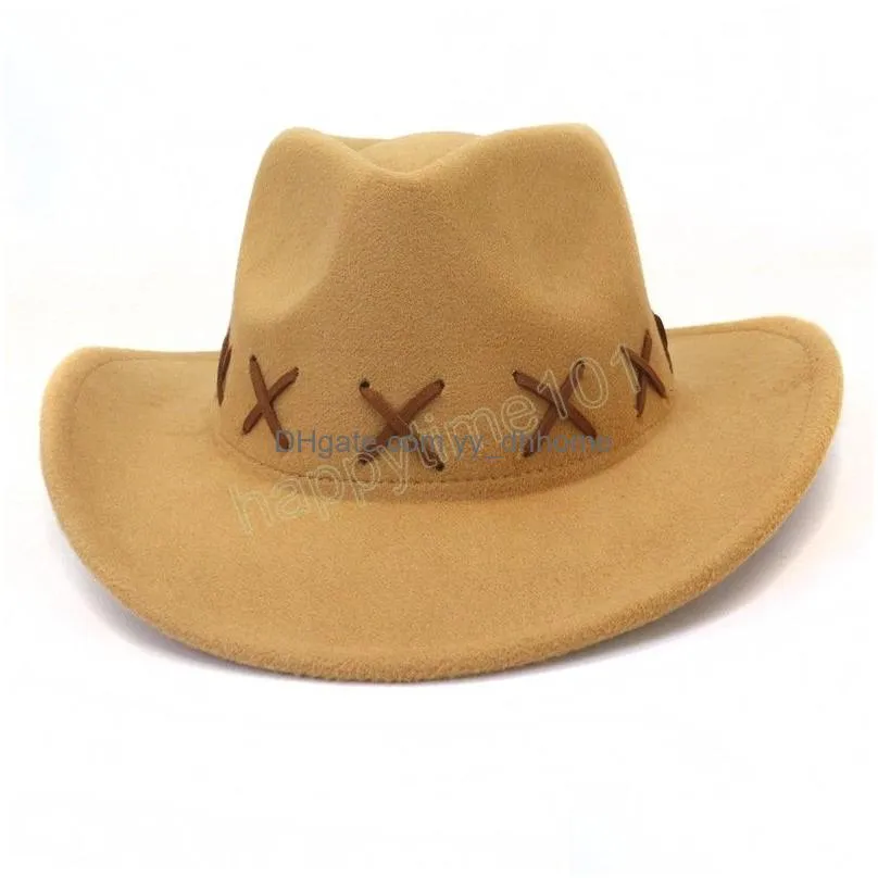 fashion women cowgirl cap handmade roll up brim western  hat for men gentleman sombrero hombre jazz cap