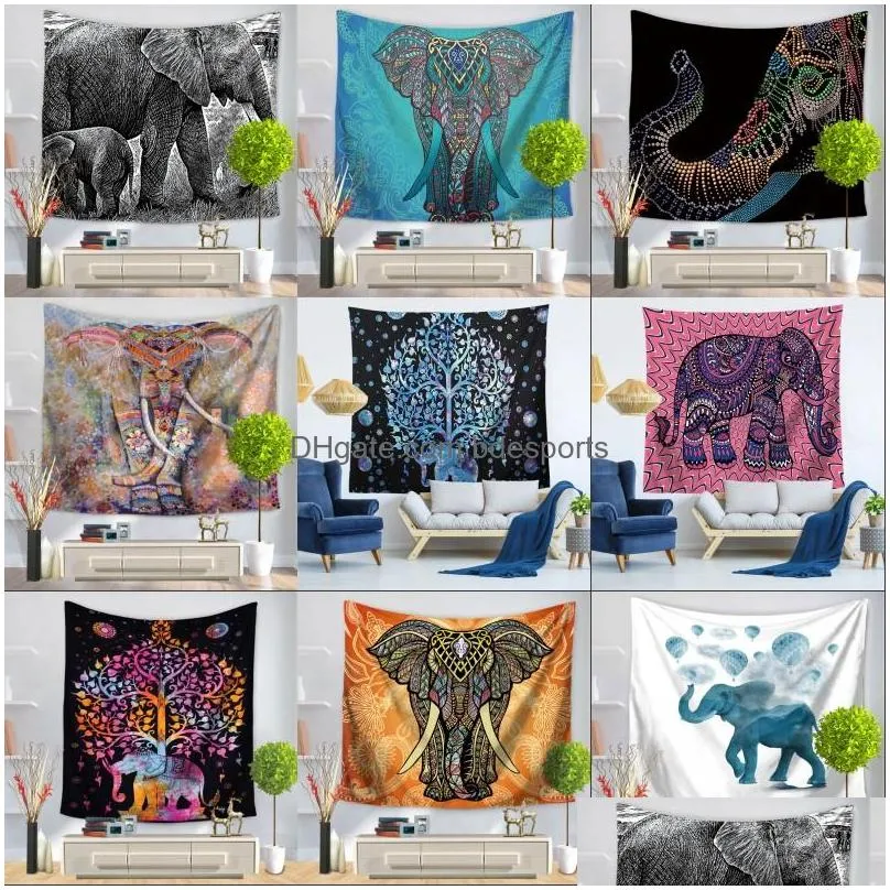 wall hanging tapestry elephant map print beach towel shawl bohemian mandala yoga mats tablecloth polyester tapestries home decor 110