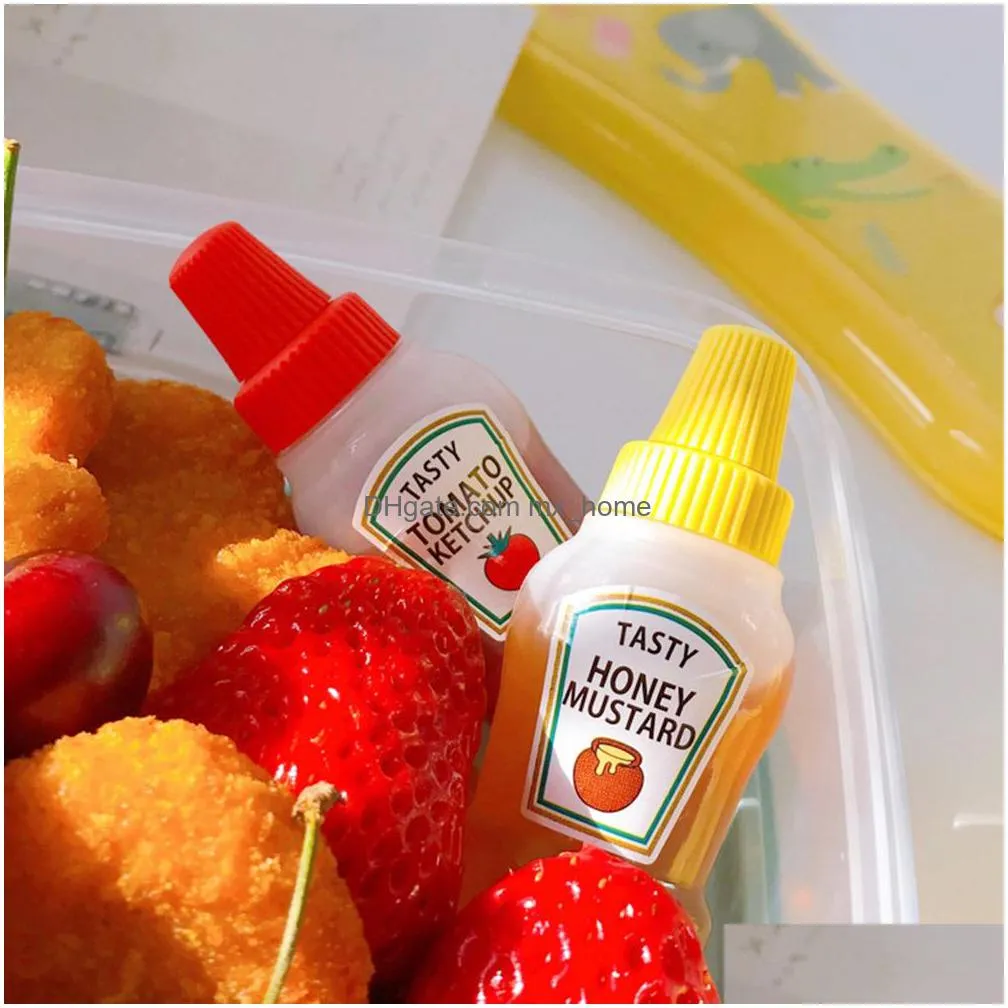 herb spice tools 2pcs/set 25ml mini ketchup bottles salad honey mustard portable small sauce containers inventory wholesale