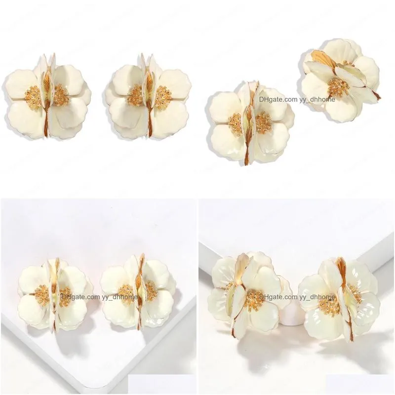 fashion white color flower stud earring for women floral earrings bohemian statement jewelry accessories gifts