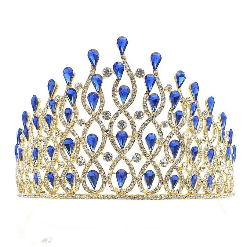 luxury multilayers drop royal king wedding crown bride tiaras hair jewelry crystal diadem prom party pageant accessories 2816 t2