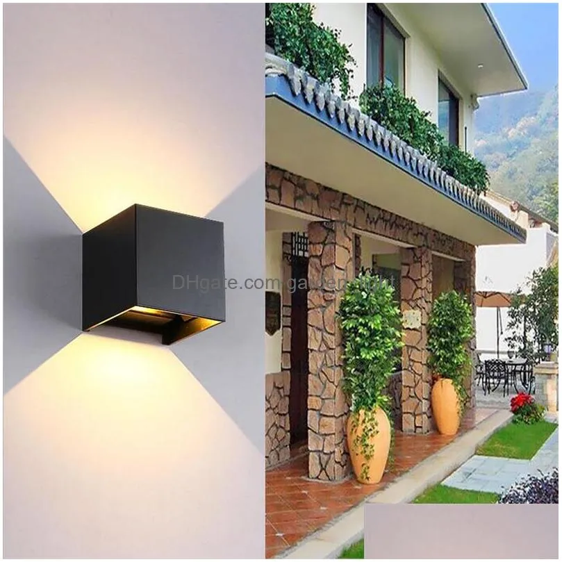 waterproof led wall light 7w 12w ip65 angle adjustable wall art cob led wall lamp decorative for indoor outdoor home garden porch