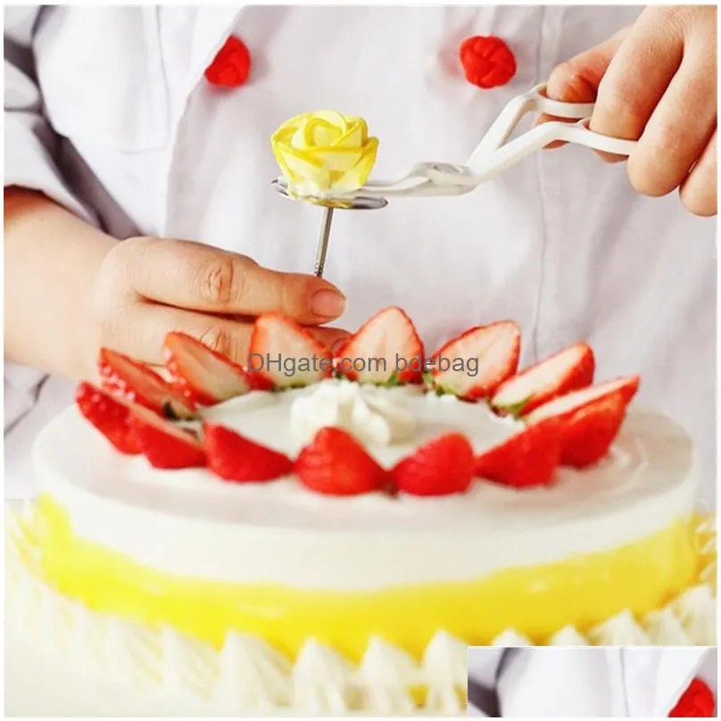 2pcs/set baking piping flower scissors nail safety rose decor lifter fondant cake decorating tray cream transfer pastry tools 20220106