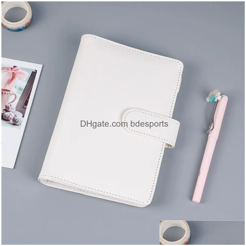 colorful creative waterproof macarons binder hand ledger notebook a5/a6 shell looseleaf notepad empty diary stationery cover for students 525