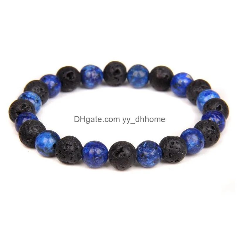 trendy natural volcanic stone beads bracelets black lava men bracelet aromatherapy essential oil diffuser bangle for women gifts