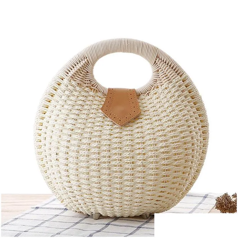 jewelry pouches bags snails nest tote handbag summer beach woman straw womens rattan bag 2735 t2