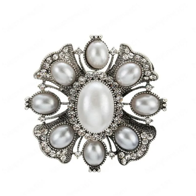 women white simulation pearl brooch black large fashion collar pin baroque style coat jewelry gift