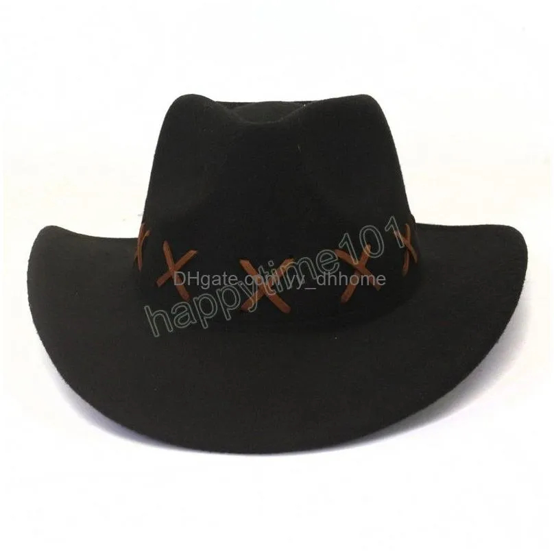 fashion women cowgirl cap handmade roll up brim western  hat for men gentleman sombrero hombre jazz cap