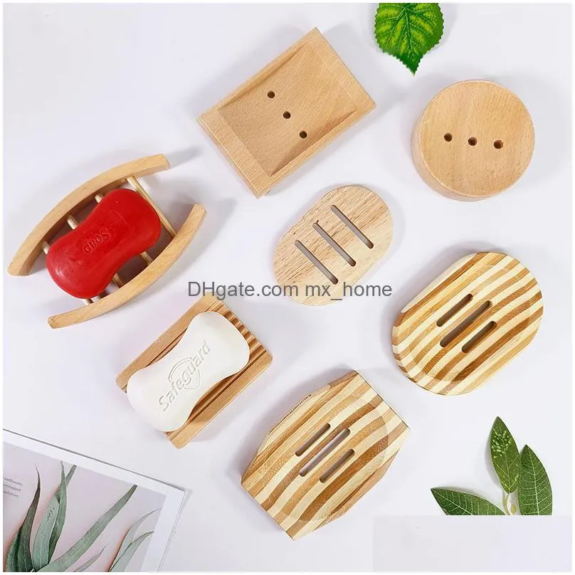 soap dishes stripe hollow soap boxes natural bamboo draining soaps dish storage supplies for shower room