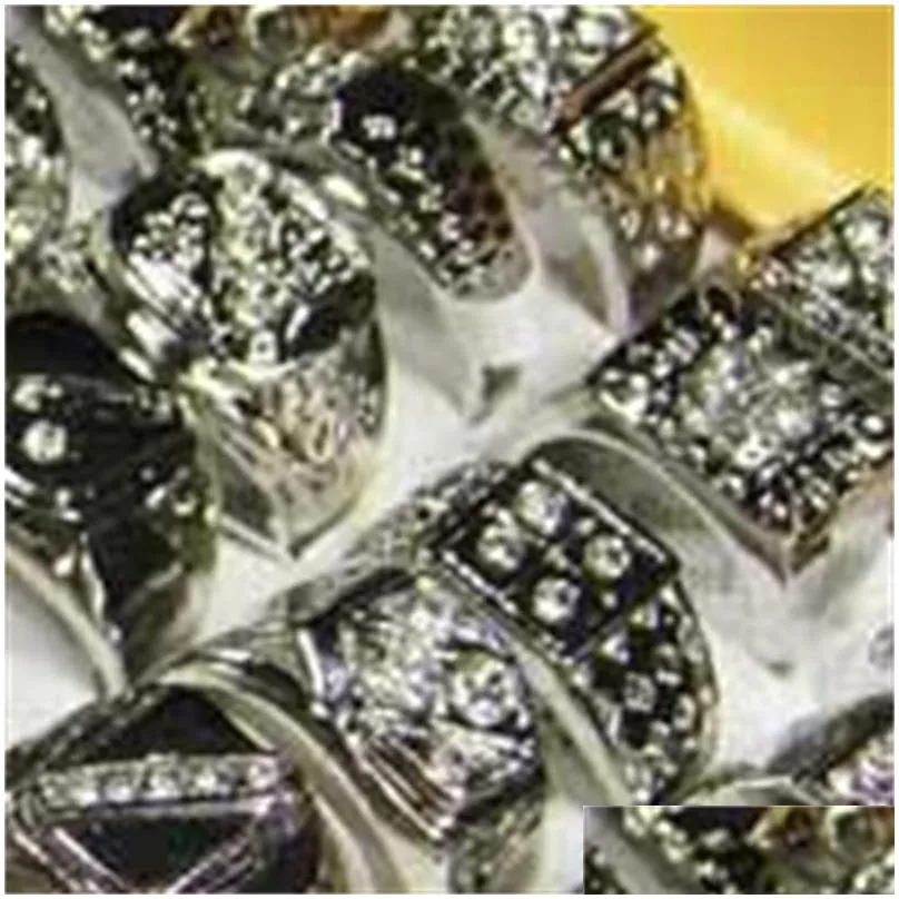 band rings selling 10pcs czech rhinestones enamel silver plated mens rings wholesale fashion jewelry 124 u2