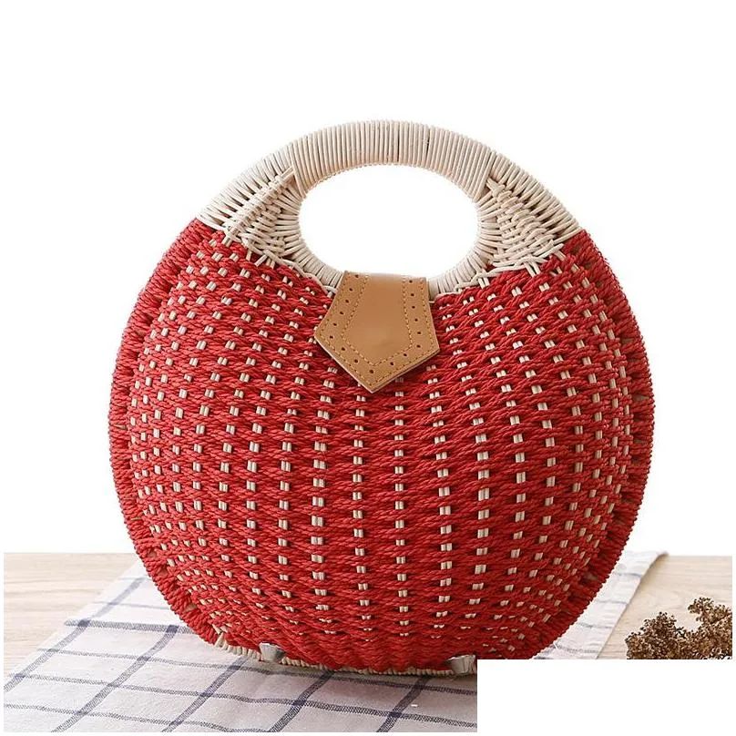 jewelry pouches bags snails nest tote handbag summer beach woman straw womens rattan bag 2735 t2