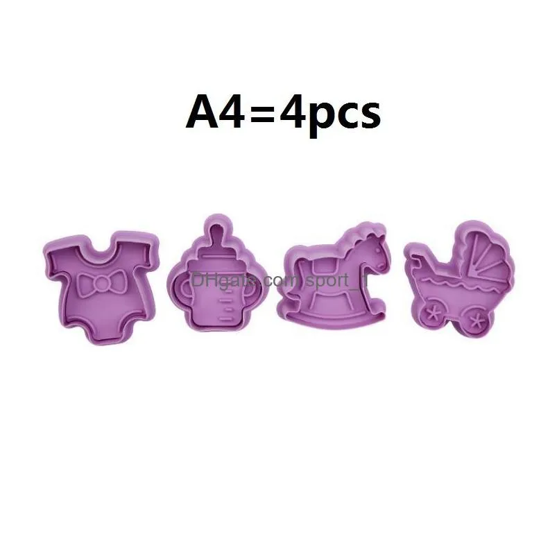 48 style 1setis4pcs 3d plastic pp christmas  cutter spring pressing mould cake decorating tools biscuits mold