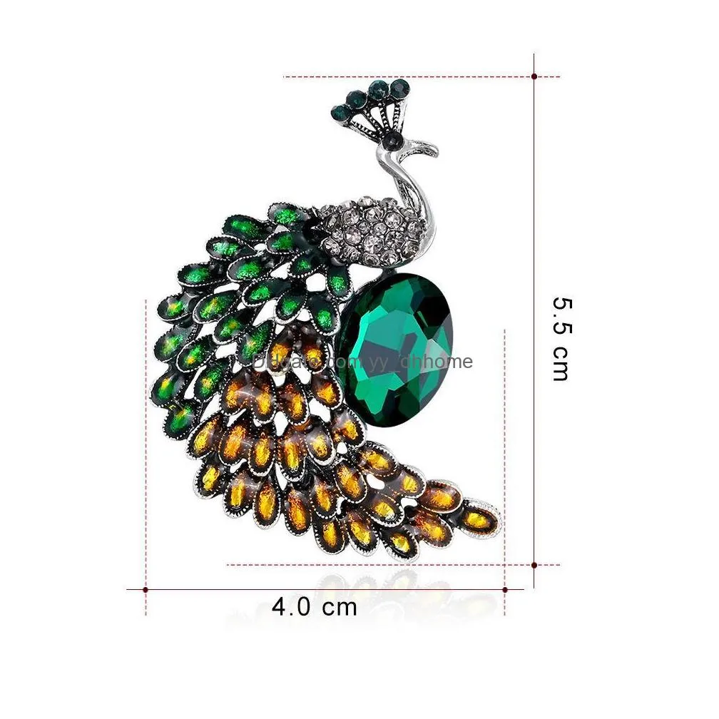elegant womens fashion peacock brooch retro creative rhinestone zircon brooch dress accessories jewelry
